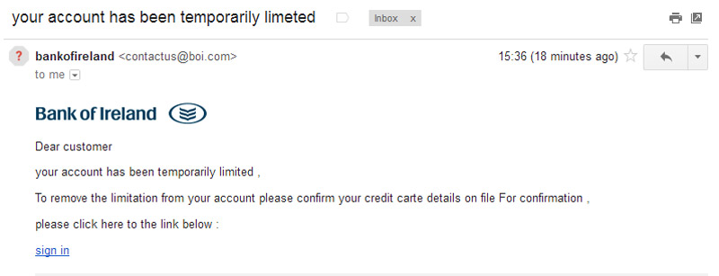 Bank of Ireland Fake Emails